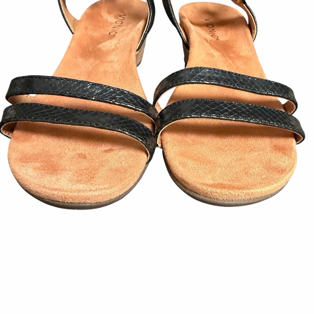 Vionic Orlanda Black Snakeskin Strappy Wedge Sandals Women's Size 9 - Picture 6 of 9